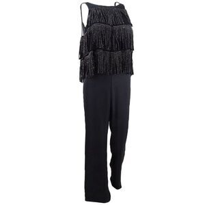 SHO Women's Fringe-Trim Jumpsuit - Black/Silver